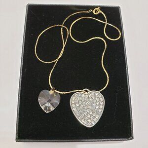 Heart Pendant Necklace On a Gold Tone Chain BEBE Sparkly